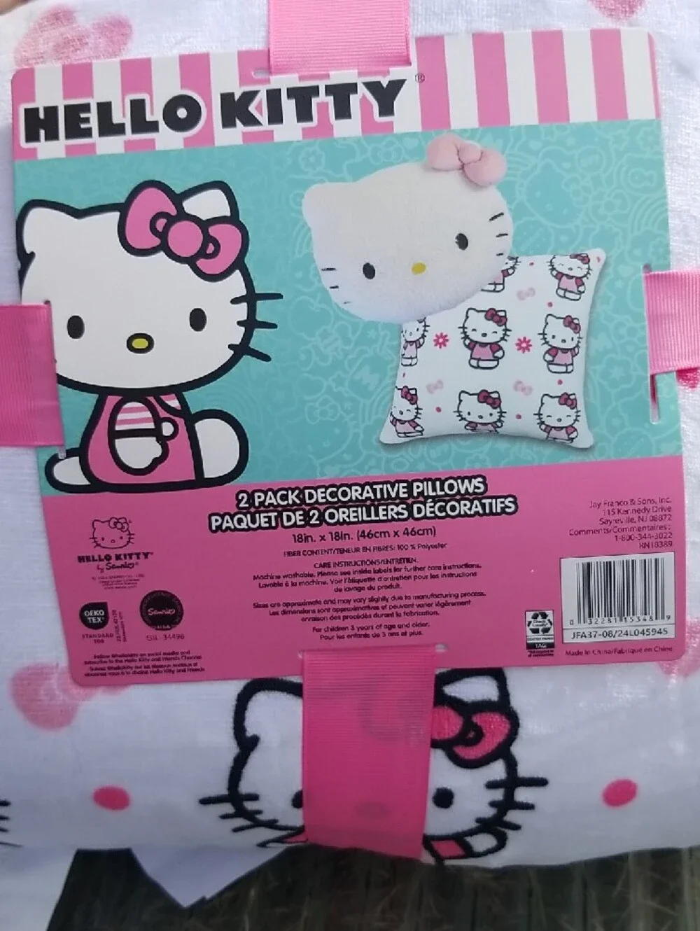 Hello Kitty🎀 Plush 2 Accent Pillows in White and PinkNwt